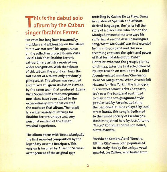 Ibrahim Ferrer - Buena Vista Social Club Presents Ibrahim Ferrer (tweedehands CD) - Velvet Music