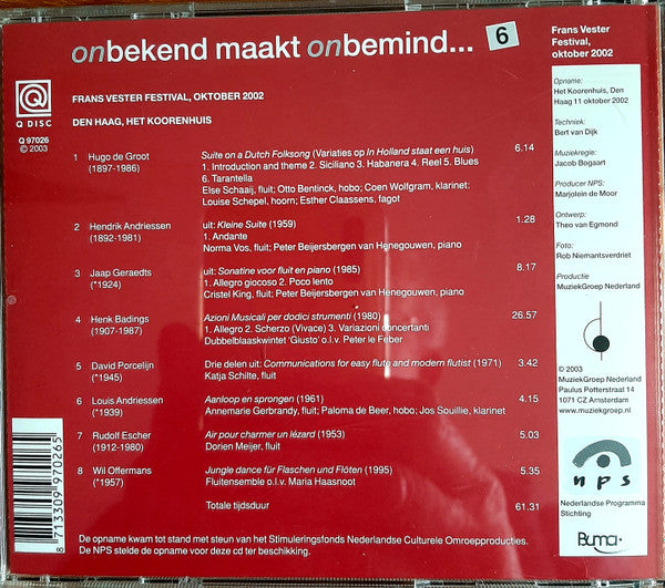 Various - Frans Vester Festival Oktober 2002 (tweedehands CD) - Velvet Music