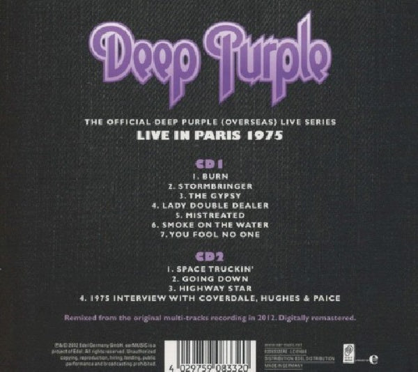 Deep Purple - Paris 1975 (CD) - Velvet Music