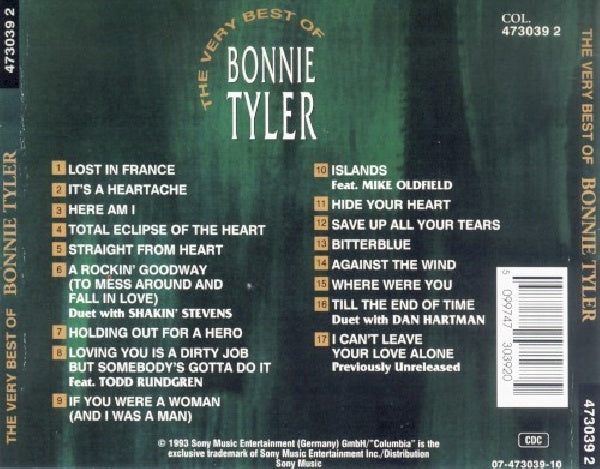 Bonnie Tyler - The very best of bonnie tyler (CD) - Velvet Music