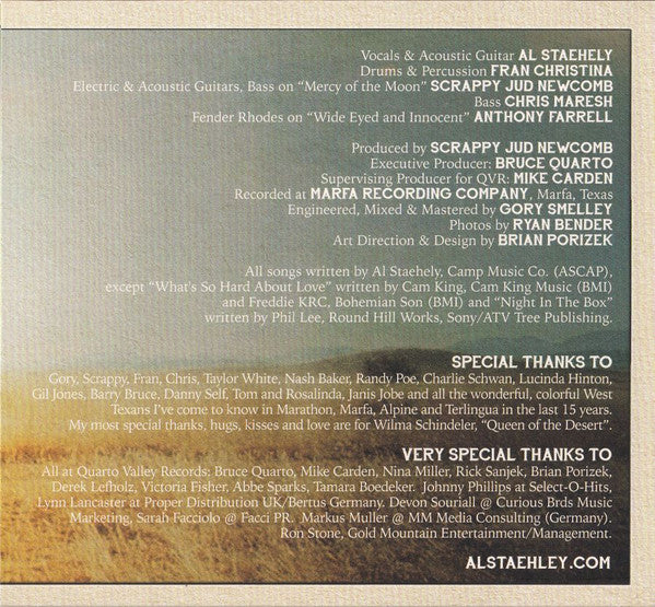 Al Staehely - Somewhere In West Texas (CD) - Velvet Music