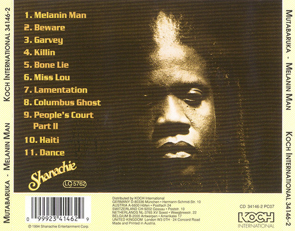 Mutabaruka - Melanin Man (second hand CD)