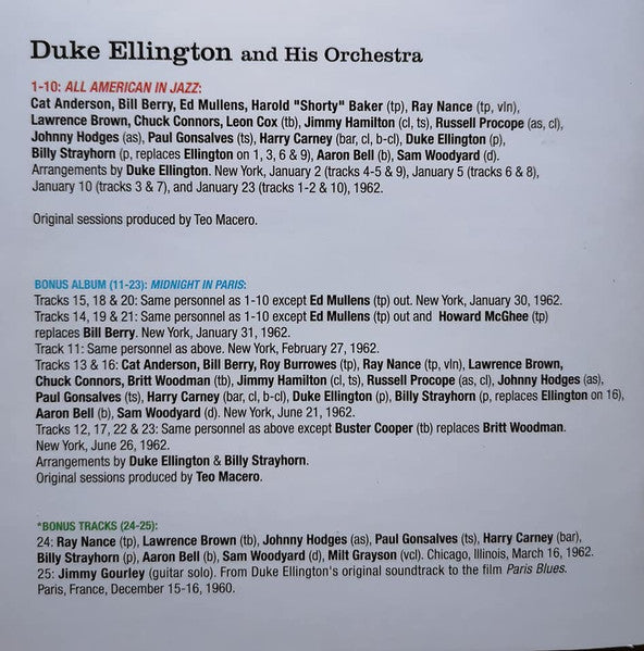 Duke Ellington - All American In Jazz + Midnight In Paris (CD) - Velvet Music