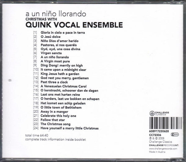 Vocal Ensemble Quink - A Un Niño Llorando - Christmas With Quink Vocal Ensemble (tweedehands CD) - Velvet Music