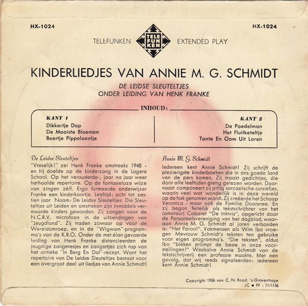 De Leidse Sleuteltjes - Kinderliedjes Van Annie M.G. Schmidt (CD) - Velvet Music