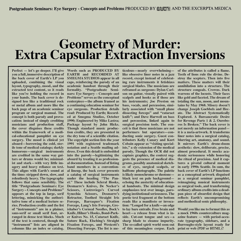 Earth X Black Noise - Geometry of murder: extra capsular extraction (clear) (LP) - Velvet Music