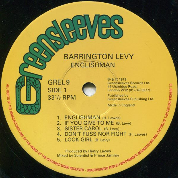 Barrington Levy - Englishman (LP) - Velvet Music