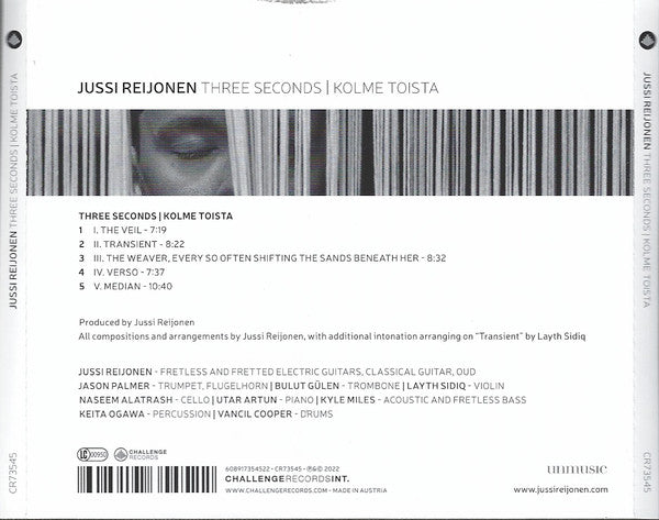 Jussi Reijonen - Three Seconds / Kolme Toista (tweedehands CD) - Velvet Music