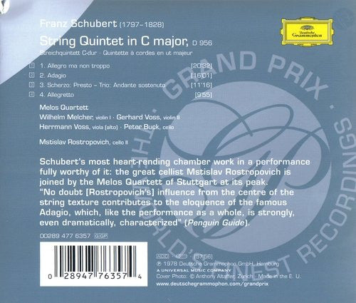 Franz Schubert - Melos Quartett, Mstislav Rostropovich - Streichquintett • String Quintet (CD)