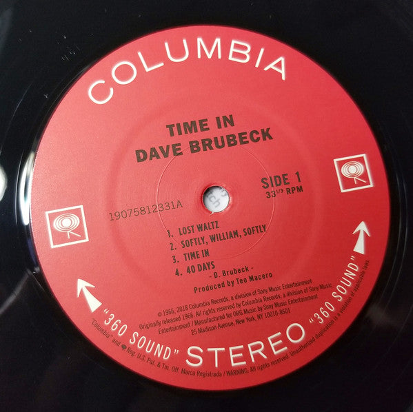 Dave Brubeck - Time In (LP) - Velvet Music