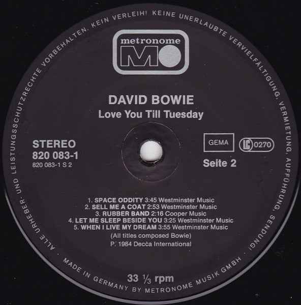 David Bowie - Love You Till Tuesday (tweedehands LP) - Velvet Music