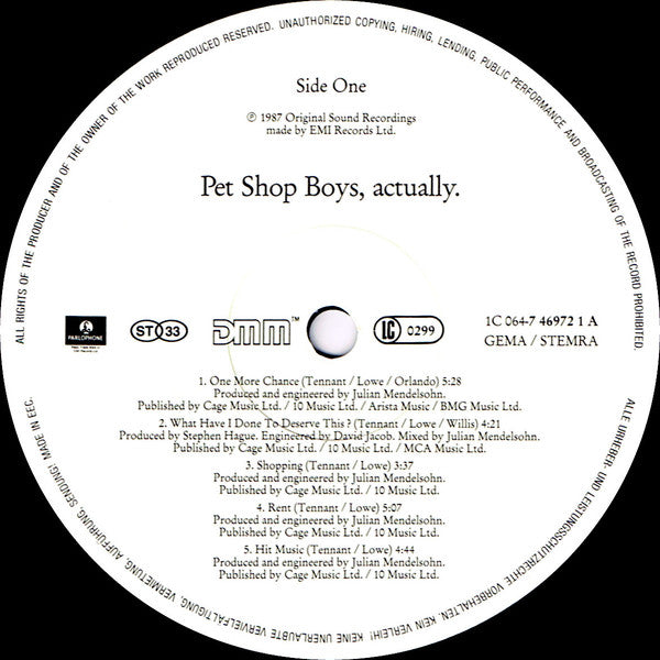 Pet Shop Boys - Actually (tweedehands LP) - Velvet Music