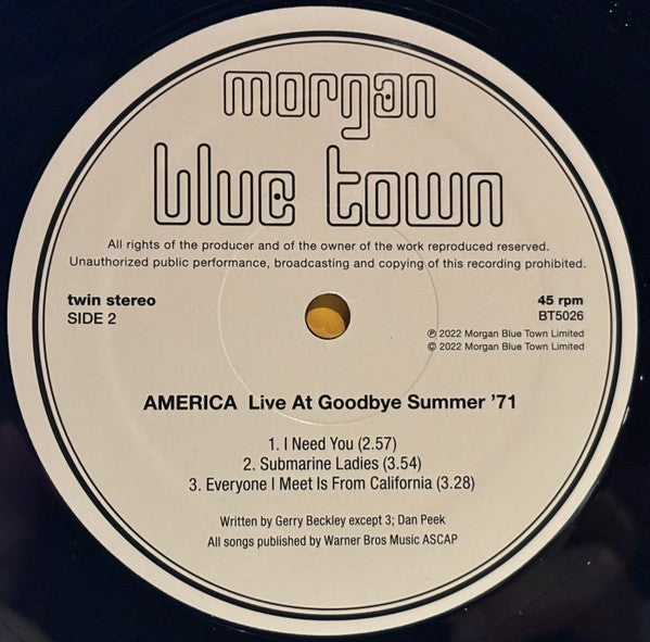 America - Live At Goodbye Summer Festival ‘71 (LP) - Velvet Music