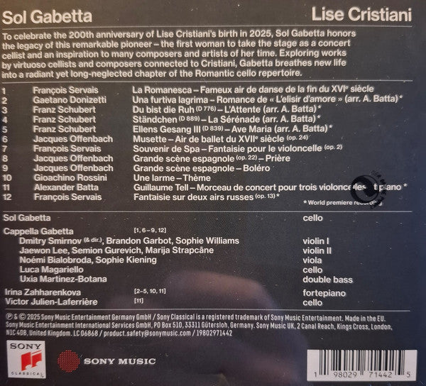 Sol Gabetta - Lise Cristiani (CD) - Velvet Music