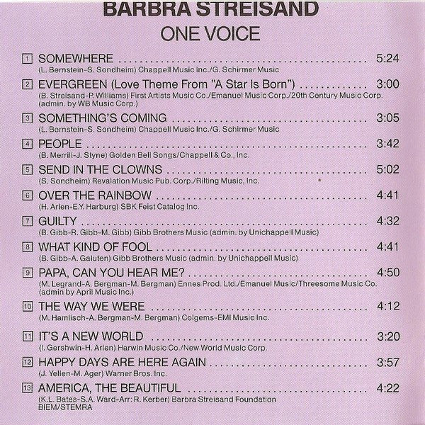 Barbra Streisand - One Voice (tweedehands CD) - Velvet Music