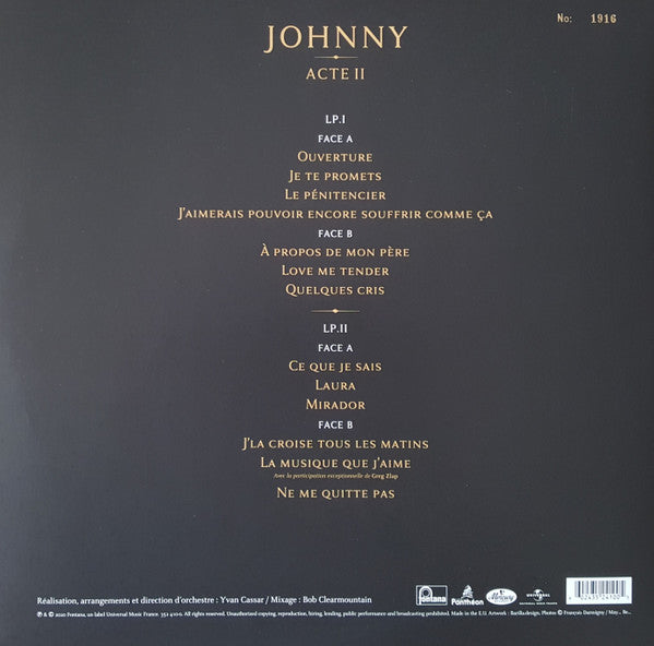 Johnny Hallyday - Acte II (LP) - Velvet Music