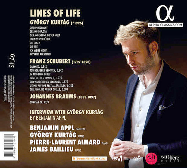 Franz Schubert & György Kurtág – Benjamin Appl, György Kurtág, Pierre-Laurent Aimard, James Baillieu - Lines Of Life (CD) - Velvet Music