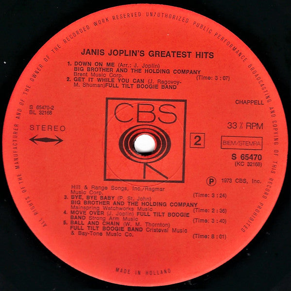 Janis Joplin - Janis Joplin's Greatest Hits (tweedehands LP) - Velvet Music