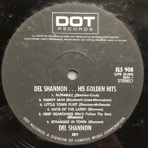 Del Shannon - His Golden Hits (tweedehands LP) - Velvet Music