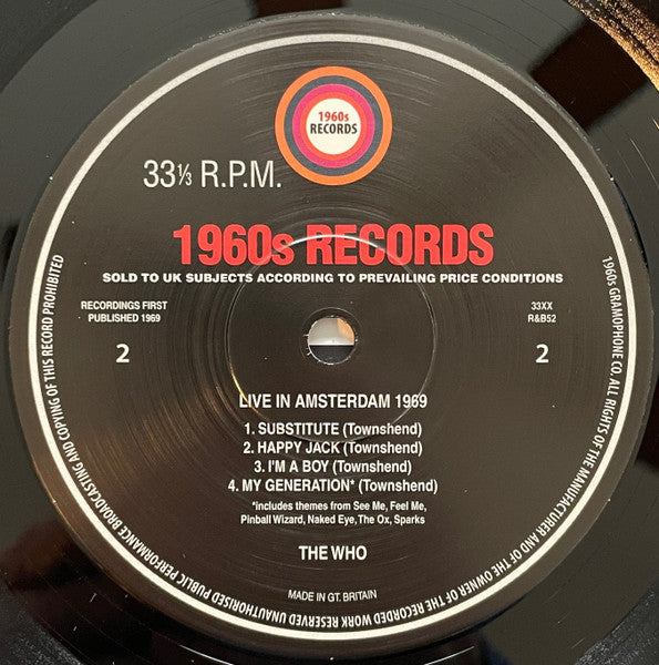 Who, The - Live In Amsterdam 1969 (LP) - Velvet Music