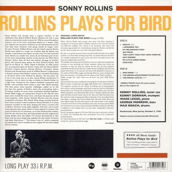 Sonny Rollins Quintet With Kenny Dorham And Max Roach - Rollins Plays For Bird (LP) - Velvet Music