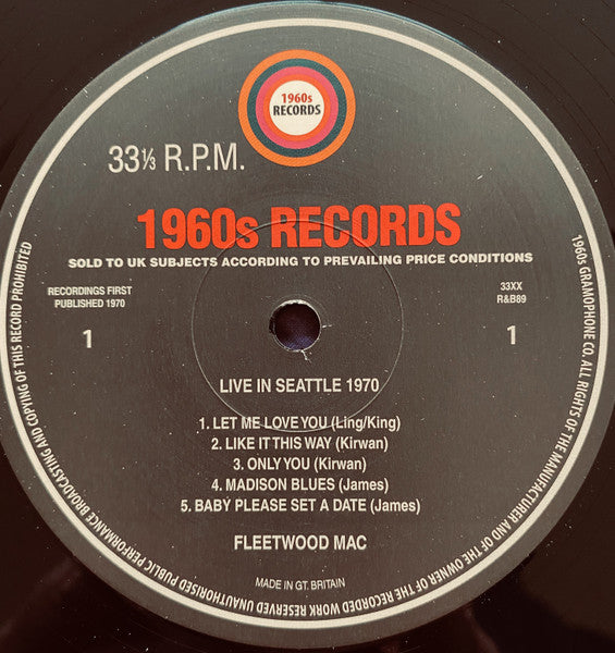 Fleetwood Mac - Live In Seattle 1970 (LP)