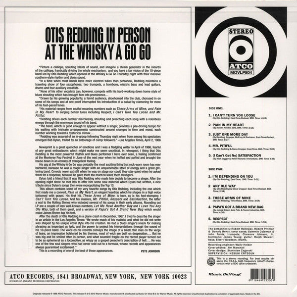 Otis Redding - In Person At The Whisky A Go Go (LP) - Velvet Music