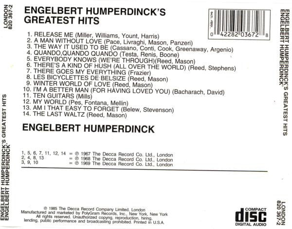 Engelbert Humperdinck - Engelbert Humperdinck's Greatest Hits (tweedehands CD) - Velvet Music