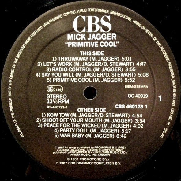 Mick Jagger - Primitive Cool (tweedehands LP) - Velvet Music