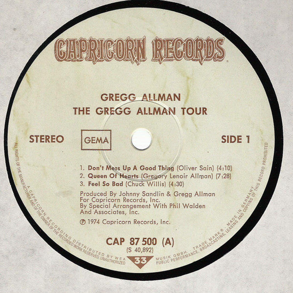 Gregg Allman With Cowboy (6) / Scott Boyer & Tommy Talton - The Gregg Allman Tour (tweedehands LP) - Velvet Music