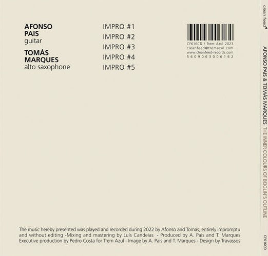 Afonso Pais | Tomás Marques - The Inner Colours of Boglin’s Outline (tweedehands CD) - Velvet Music