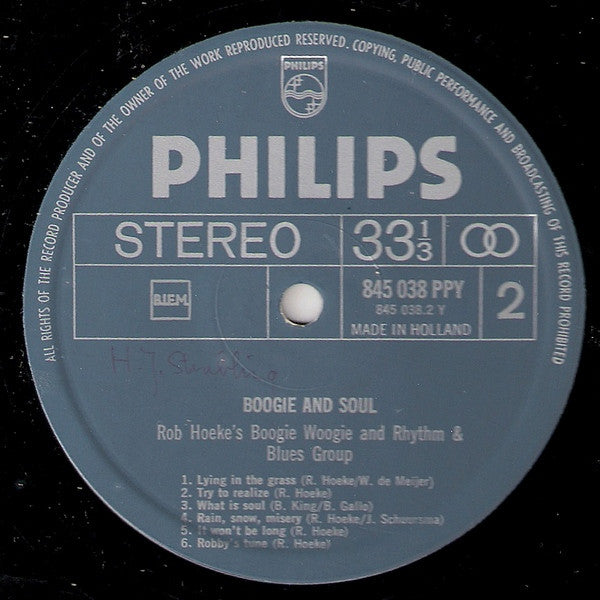 Rob Hoeke or Rob Hoeke's Boogie Woogie And R&B Group - Boogie & Soul (tweedehands LP)