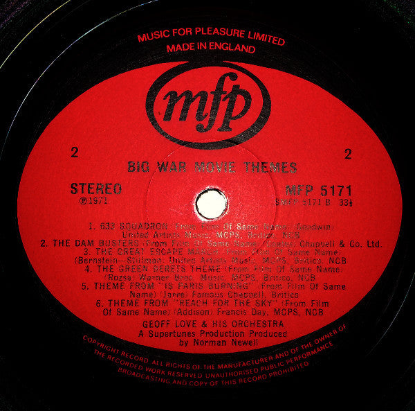 Geoff Love & His Orchestra - Big War Movie Themes (tweedehands LP) - Velvet Music