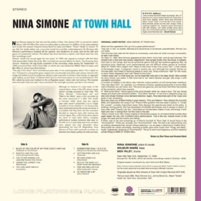 Nina Simone - At town hall (LP) - Velvet Music