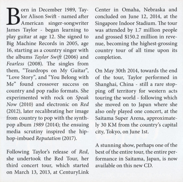 Taylor Swift - One Night Only (Japan Broadcast 2014) (CD) - Velvet Music