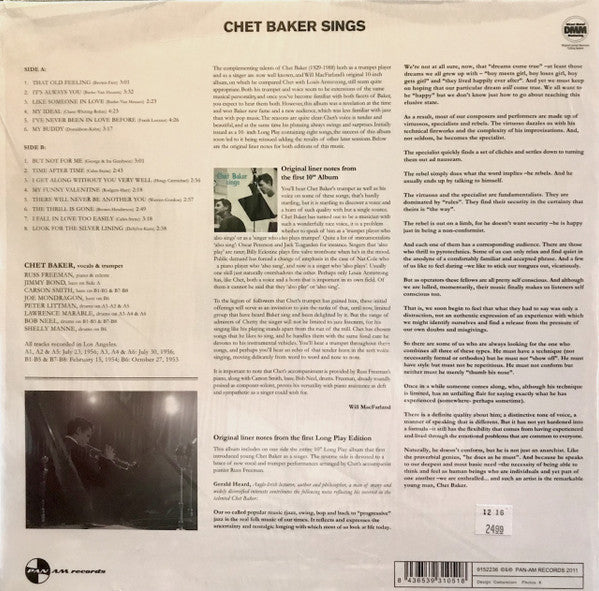 Chet Baker - Chet Baker Sings (LP) - Velvet Music