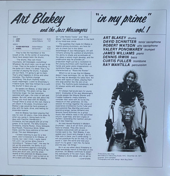 Art Blakey & The Jazz Messengers - In My Prime (LP) - Velvet Music