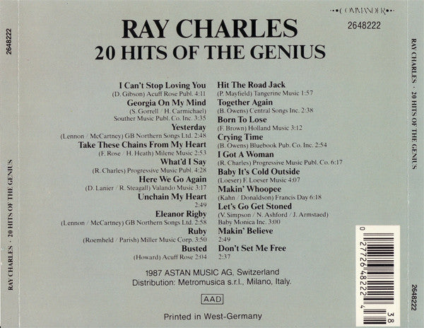 Ray Charles - 20 Hits Of The Genius - Greatest Hits (CD d'occasion)