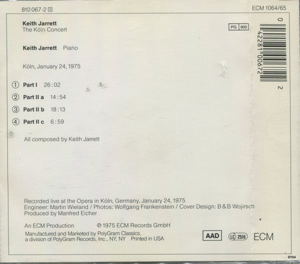 Keith Jarrett - The Köln Concert (CD)