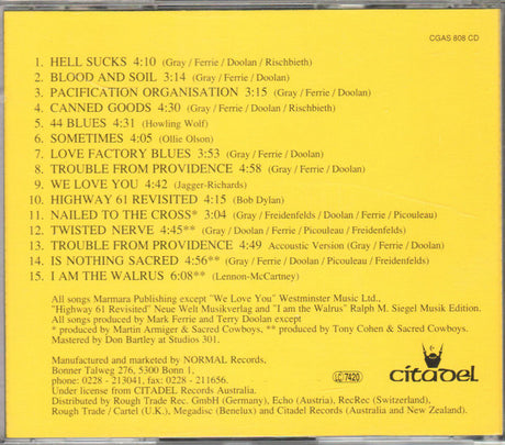 Sacred Cowboys - Trouble From Providence (second hand CD)