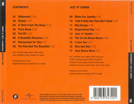 Milt Jackson - Statements / Jazz 'n' Samba (tweedehands CD) - Velvet Music