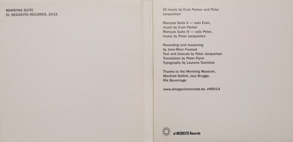 Evan Parker, Peter Jacquemyn - Marsyas Suite (CD d'occasion)