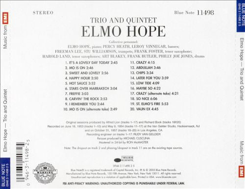 Elmo Hope - Trio And Quintet (tweedehands CD) - Velvet Music