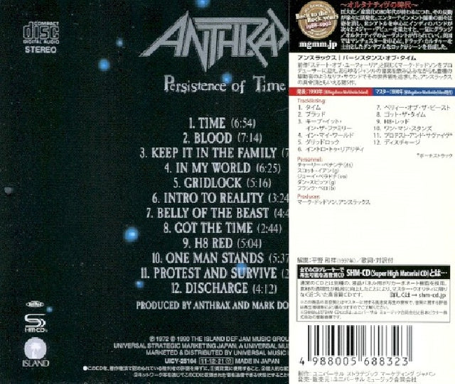 Anthrax - Persistence of time (CD) - Velvet Music