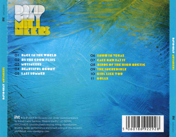 David Gray - Mutineers (tweedehands CD) - Velvet Music