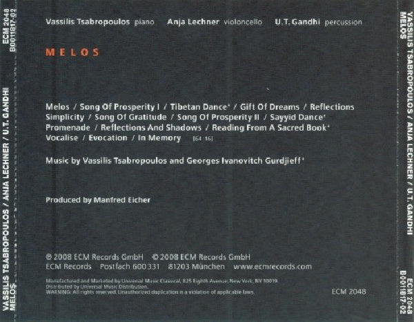 Tsabropoulos & Lechner - Melos (CD) - Velvet Music