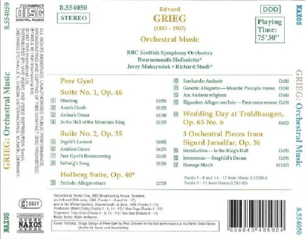 Edvard Grieg - Peer Gynt/Suite de Holberg (CD)