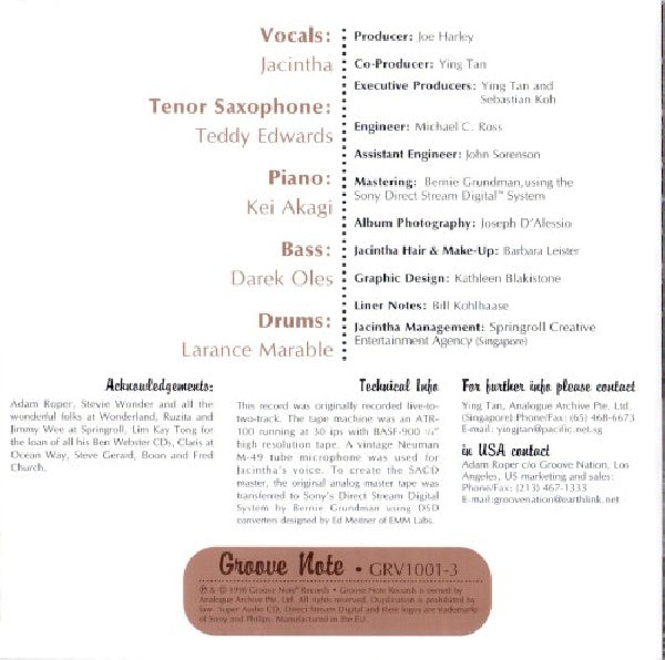 Jacintha - Here's to ben (CD) - Velvet Music