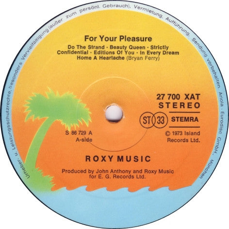 Roxy Music - For Your Pleasure (tweedehands LP) - Velvet Music