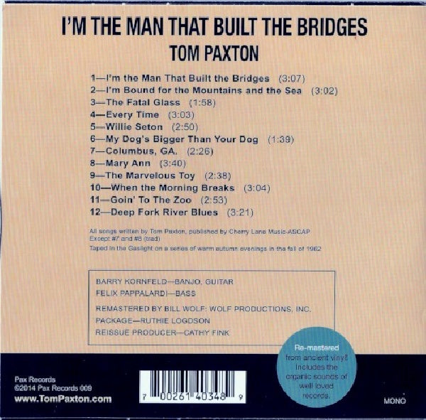 Tom Paxton - I'm the man that built the bridges (CD) - Velvet Music